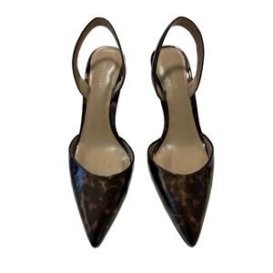 ANN TAYLOR Slingback Tortoiseshell Print Patent Kitten Heels